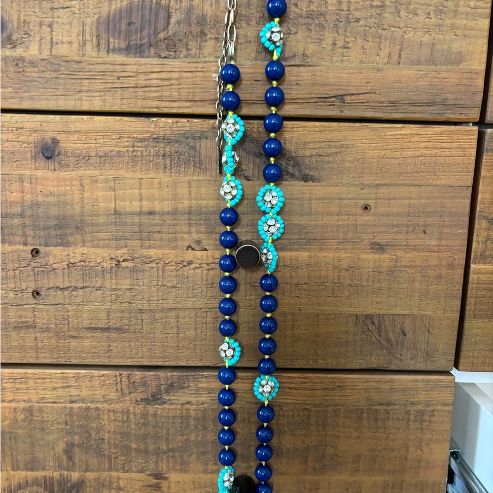 J. Crew Factory Blue and Turquoise Beaded Necklace